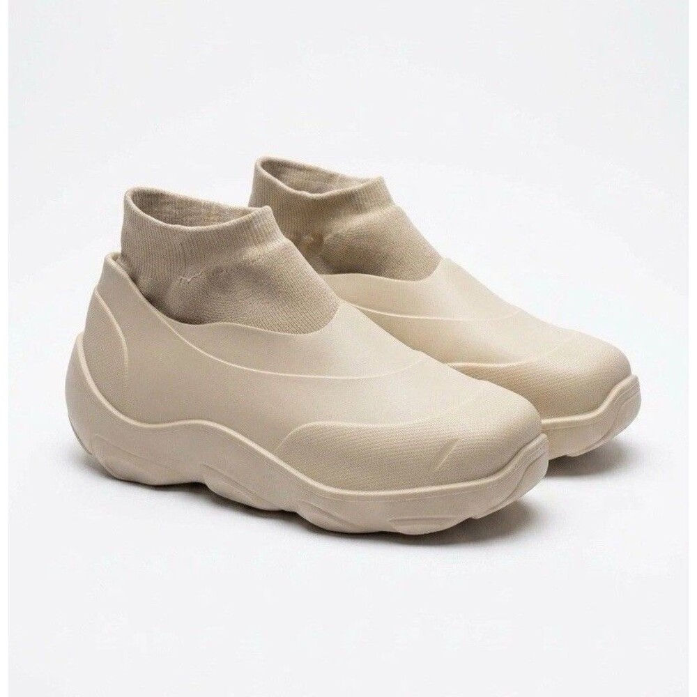 Zara Sock Style Running Trainers Beige Men’s Size 42 US 9 NWT Ref 2306/120/120